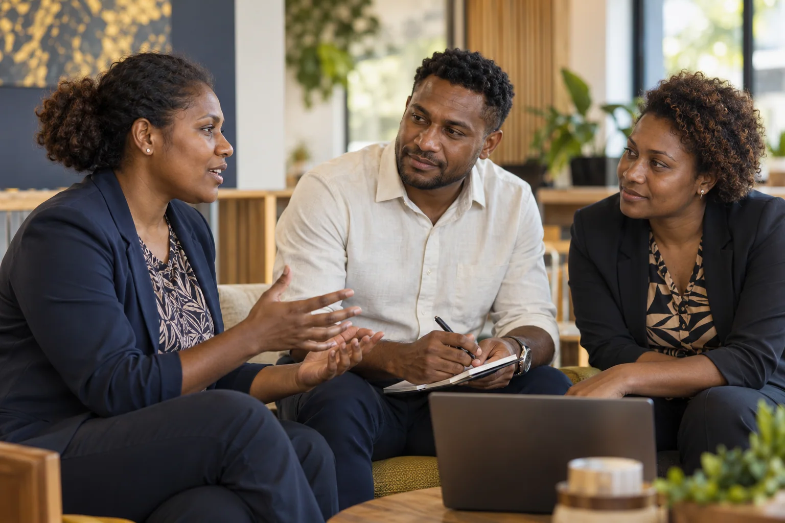 A team listening to a colleague’s ideas